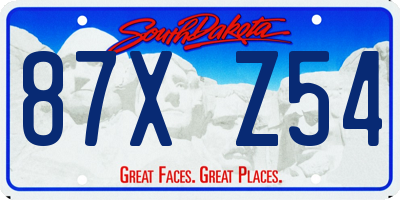 SD license plate 87XZ54