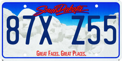 SD license plate 87XZ55