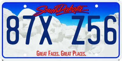 SD license plate 87XZ56