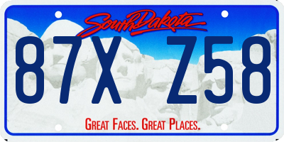 SD license plate 87XZ58