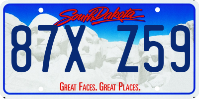 SD license plate 87XZ59