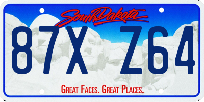 SD license plate 87XZ64