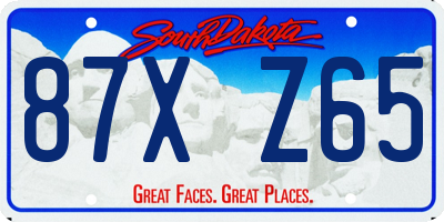 SD license plate 87XZ65