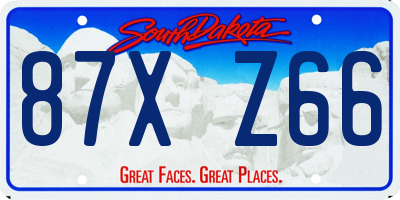 SD license plate 87XZ66