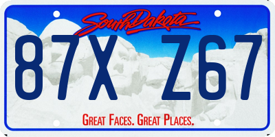 SD license plate 87XZ67