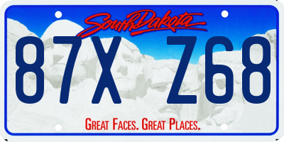 SD license plate 87XZ68