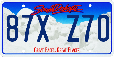 SD license plate 87XZ70