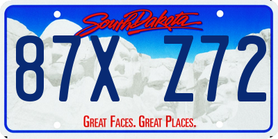 SD license plate 87XZ72