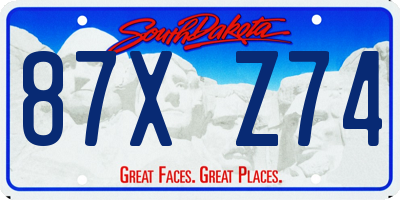 SD license plate 87XZ74