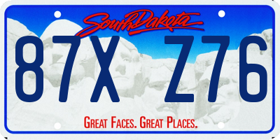 SD license plate 87XZ76