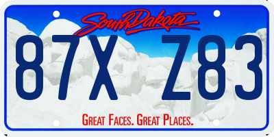 SD license plate 87XZ83