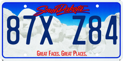 SD license plate 87XZ84