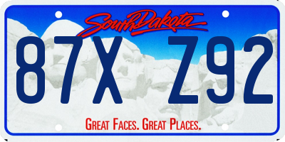 SD license plate 87XZ92