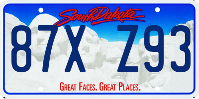 SD license plate 87XZ93