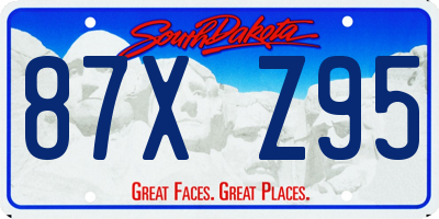 SD license plate 87XZ95