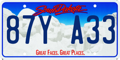 SD license plate 87YA33