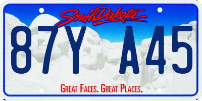 SD license plate 87YA45