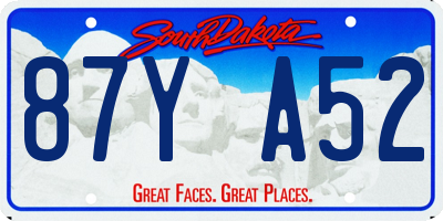 SD license plate 87YA52