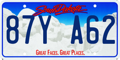 SD license plate 87YA62