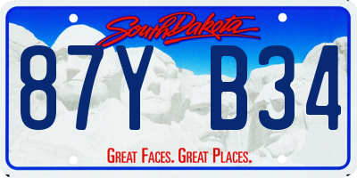 SD license plate 87YB34