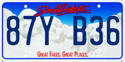 SD license plate 87YB36