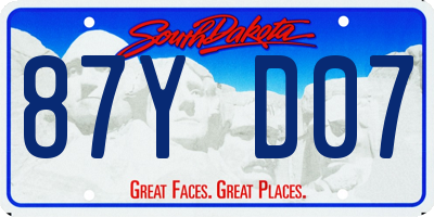 SD license plate 87YD07