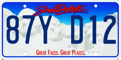 SD license plate 87YD12
