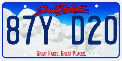 SD license plate 87YD20