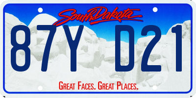 SD license plate 87YD21