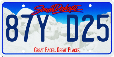 SD license plate 87YD25