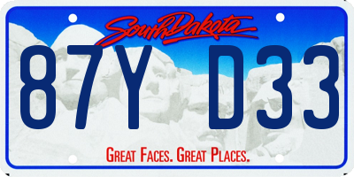 SD license plate 87YD33