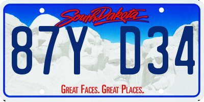 SD license plate 87YD34