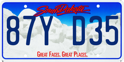 SD license plate 87YD35