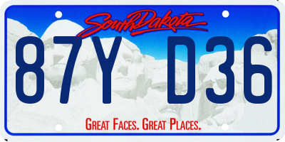 SD license plate 87YD36