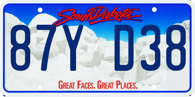 SD license plate 87YD38