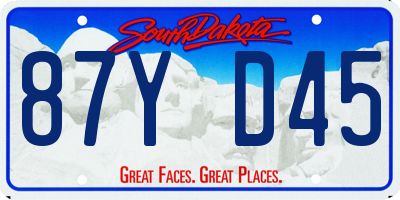 SD license plate 87YD45