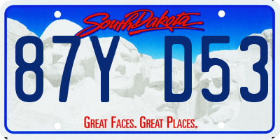 SD license plate 87YD53