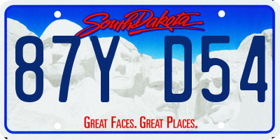 SD license plate 87YD54