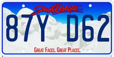 SD license plate 87YD62