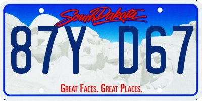 SD license plate 87YD67