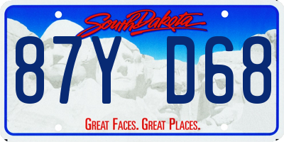 SD license plate 87YD68
