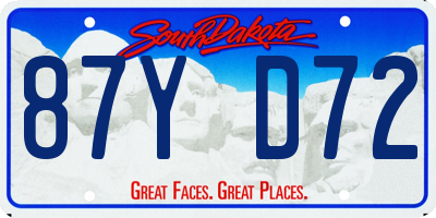 SD license plate 87YD72