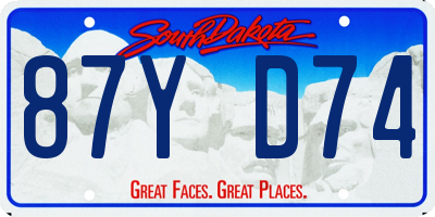 SD license plate 87YD74