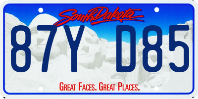 SD license plate 87YD85