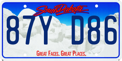 SD license plate 87YD86