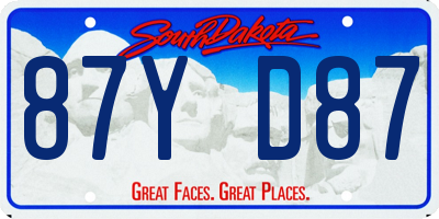 SD license plate 87YD87