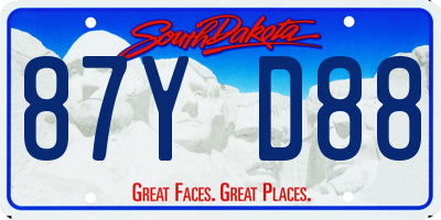 SD license plate 87YD88