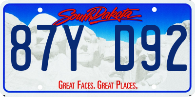 SD license plate 87YD92