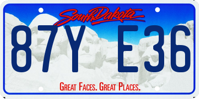 SD license plate 87YE36