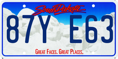 SD license plate 87YE63
